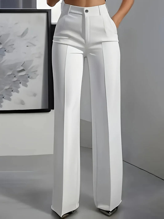 Women's High Waist Wide Leg Pants with Stretch Fit