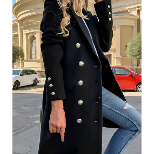 Women’s Double-Breasted Coat with Button Closure