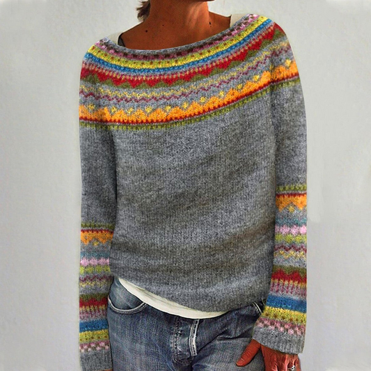 Women’s Chic Knit Sweater with Colorful Design