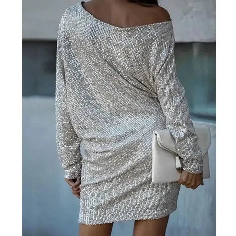 Women’s Contrast Sequin Dress for Glamorous Evenings