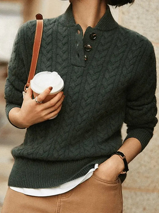 Women’s Cable Knit Button Sweater for Cozy Winter