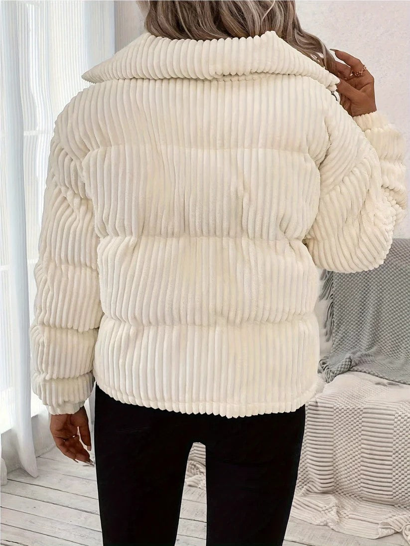 Women's Quilted Ribbed Puffer Jacket