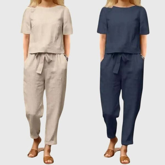 Women's Casual Two Piece Set Relaxed Fit Top and Pants Summer Outfit