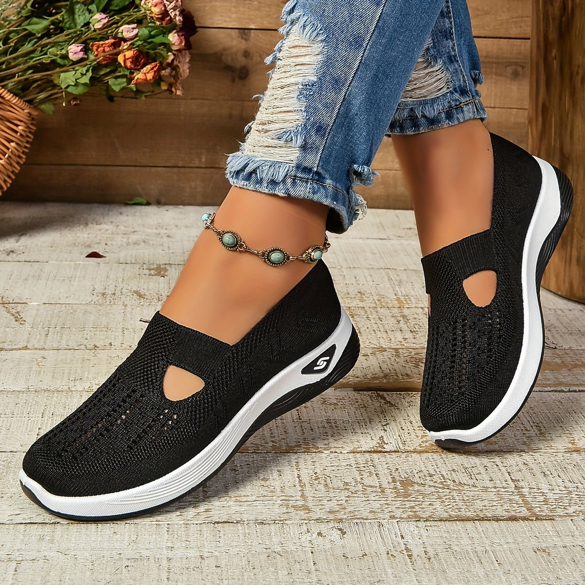 Women’s Orthopedic Slip-On Shoes with Breathable Mesh and Cushioned Sole