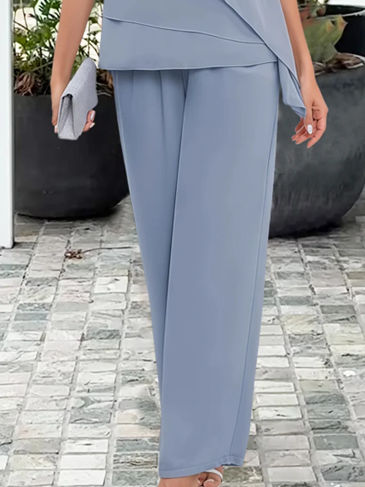 Women's Elegant Summer Two Piece Set Loose Fit Top and Wide Leg Pants