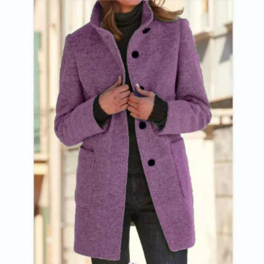 Women’s Classic Long Coat with Buttons Winter