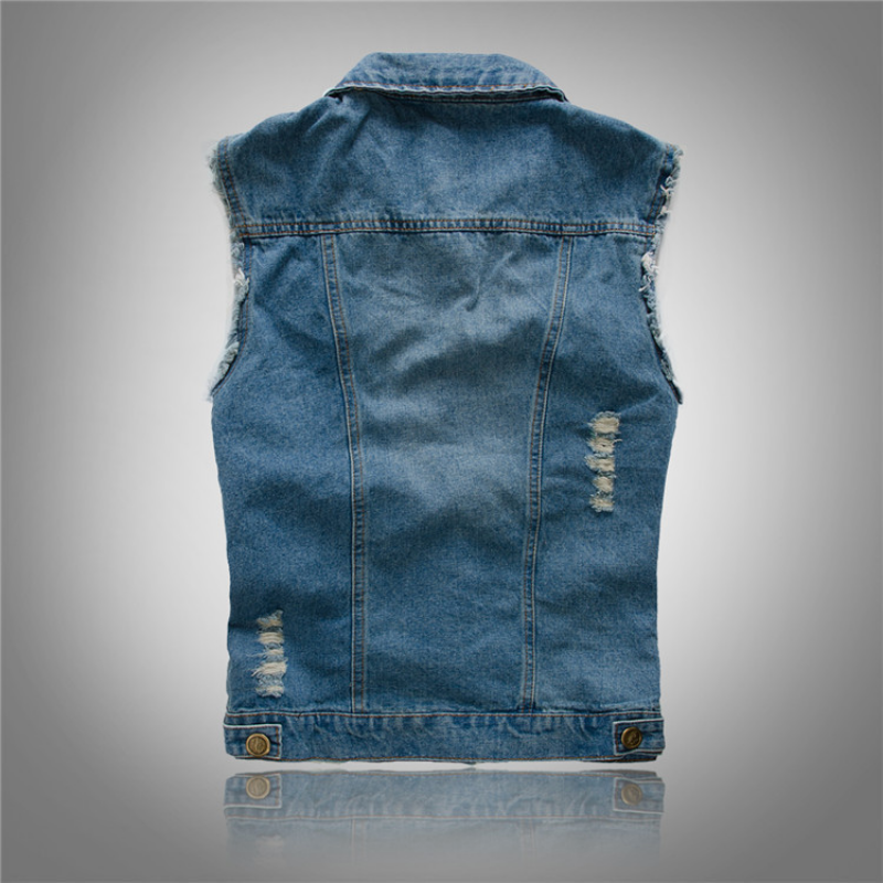 Denim Vest with Gold Buttons Men Winter