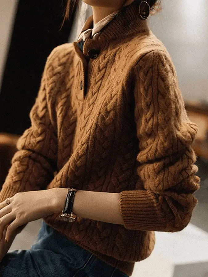 Women’s Cable Knit Button Sweater for Cozy Winter