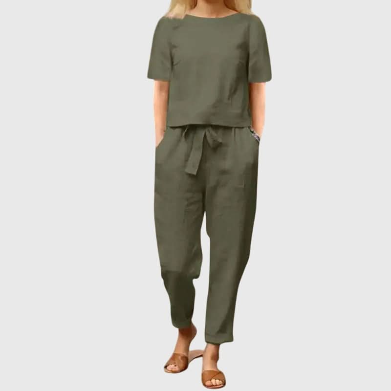 Women's Casual Two Piece Set Relaxed Fit Top and Pants Summer Outfit