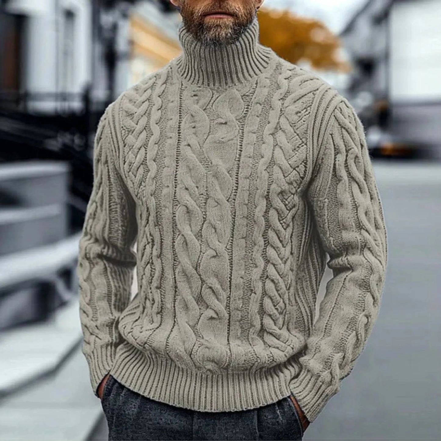 Warm Winter Turtleneck Knit Sweater Men