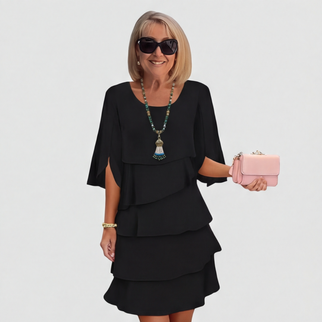 Layered Ruffle Dress With Flattering Flowing Fit for Women