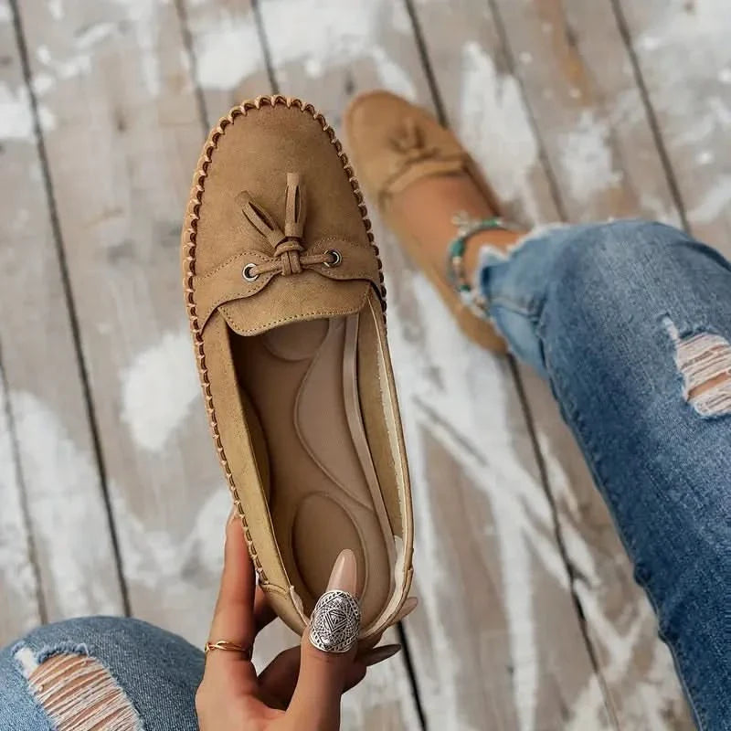 Women’s Orthopedic Moccasin Loafers with Bow Detail and Cushioned Sole