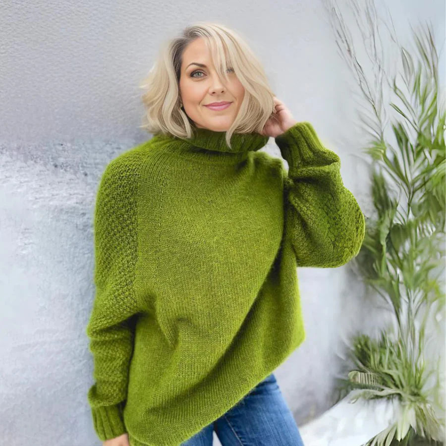 Cozy Oversized Turtleneck Knit Sweater for Women