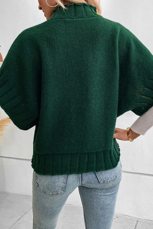 Women’s Short-Sleeve Knit Poncho Sweater Perfect for Winter