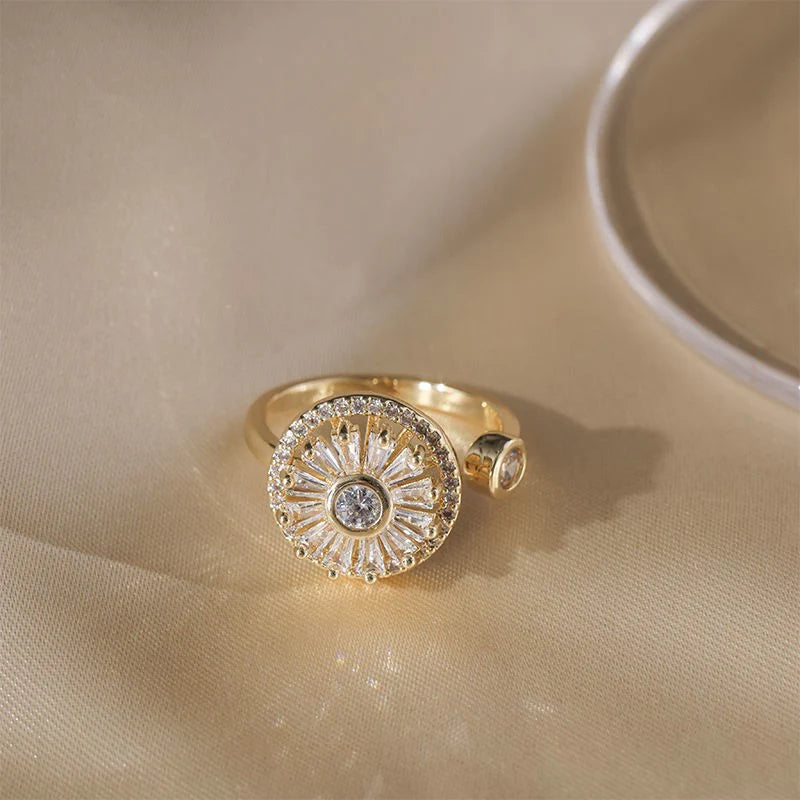 Elegant Adjustable Zirconia Spinner Ring for Women