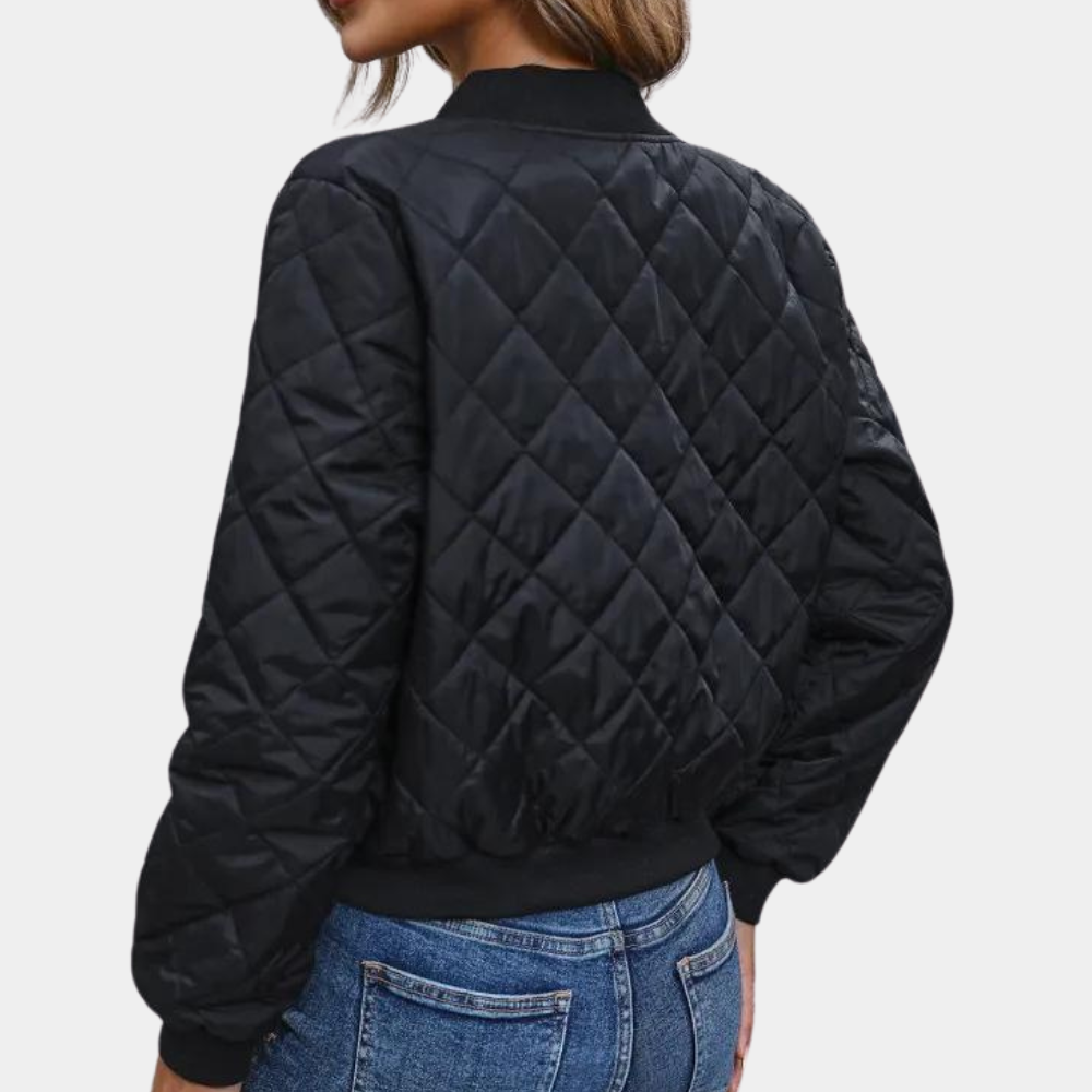 Women’s Casual Quilted Bomber Jacket with Modern Fit