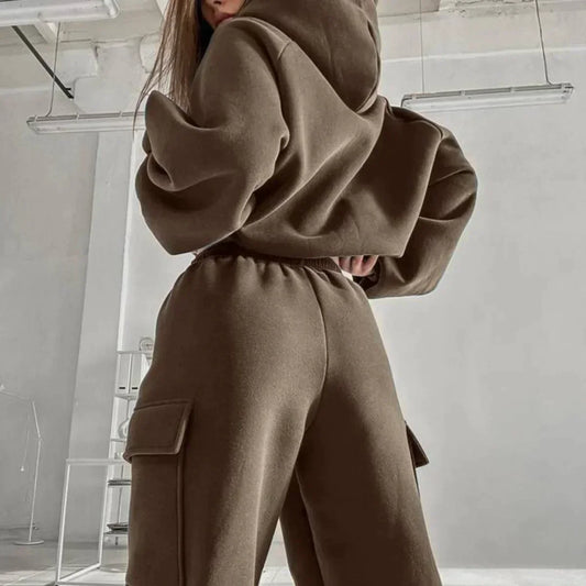 Women's Cargo Hoodie Two Piece Set Relaxed Fit Jogger Pants Outfit