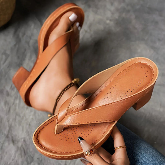 Clara Duval Low Heel Thong Sandals