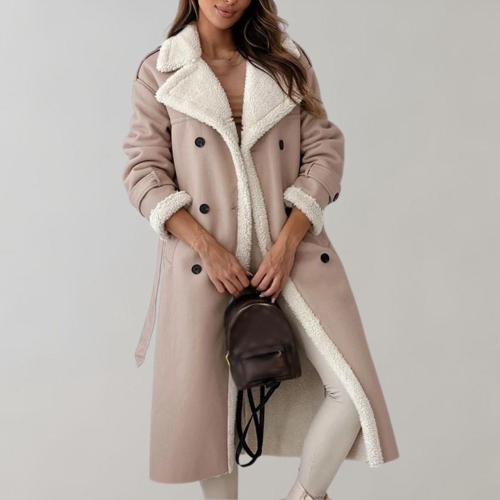 Women’s Long Coat with Faux Fur Lining Perfect for Winter