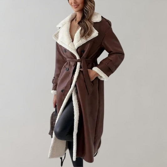 Women’s Long Coat with Faux Fur Lining Perfect for Winter