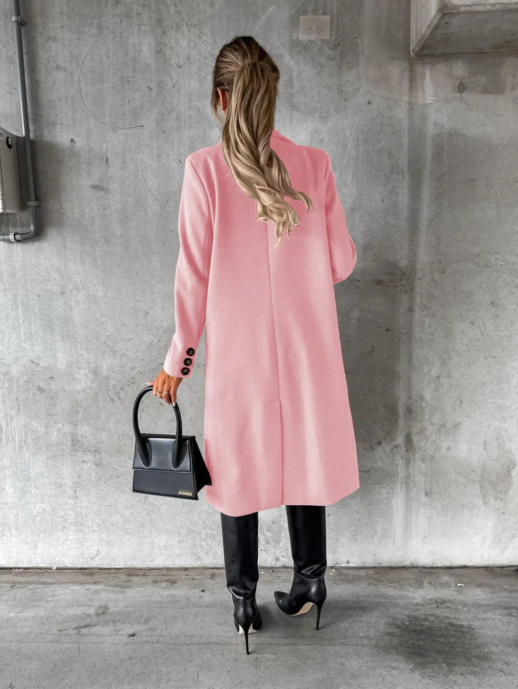 Women's Elegant Long Beige Wool Coat