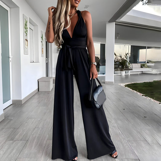 Women’s Deep V-Neck Jumpsuit for Everyday Wear