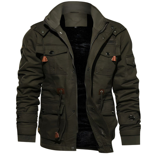 Men’s Winter Jacket with Button and Zipper Front Closure Style