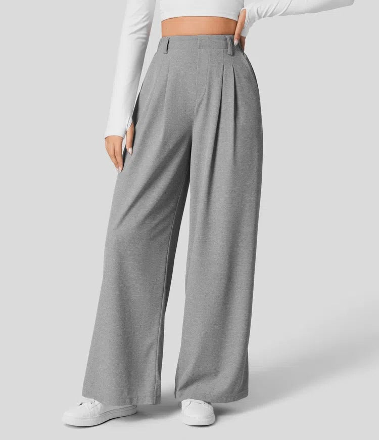 Women’s High Waist Wide Leg Trousers with Pleated Front and Tailored Fit