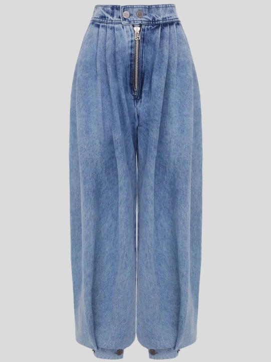 Women’s High Waist Balloon Jeans with Pleated Wide Leg Fit