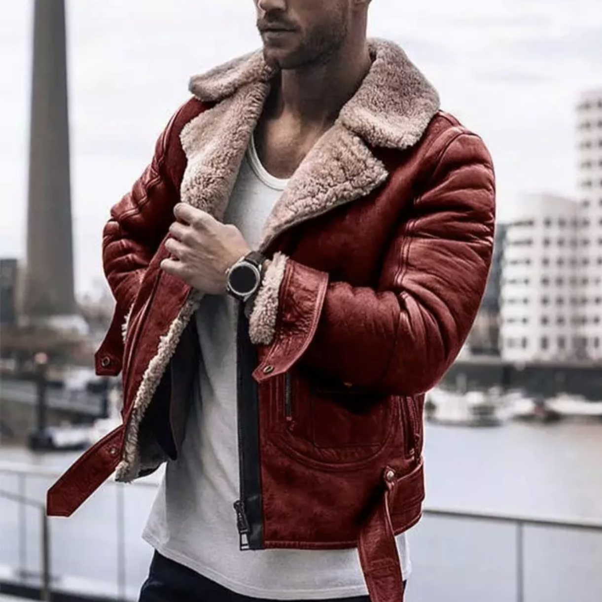 Men’s Winter Cold-Resistant Lined Flight Jacket