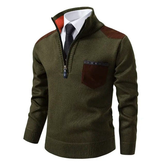 Men’s Warm Winter Turtleneck Half-Zip Sweater