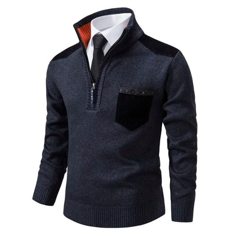 Men’s Warm Winter Turtleneck Half-Zip Sweater