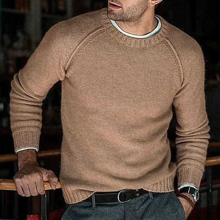 Classic Simple Crew Neck Sweater Men Winter