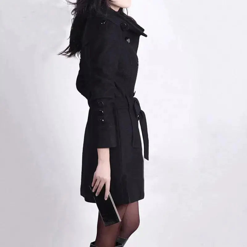 Women's Double-Breasted Trench Coat with Belt