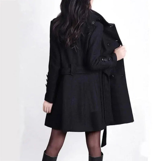Women's Double-Breasted Trench Coat with Belt