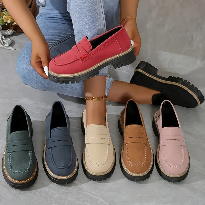Women’s Chunky Slip On Loafers with Cushioned Insole
