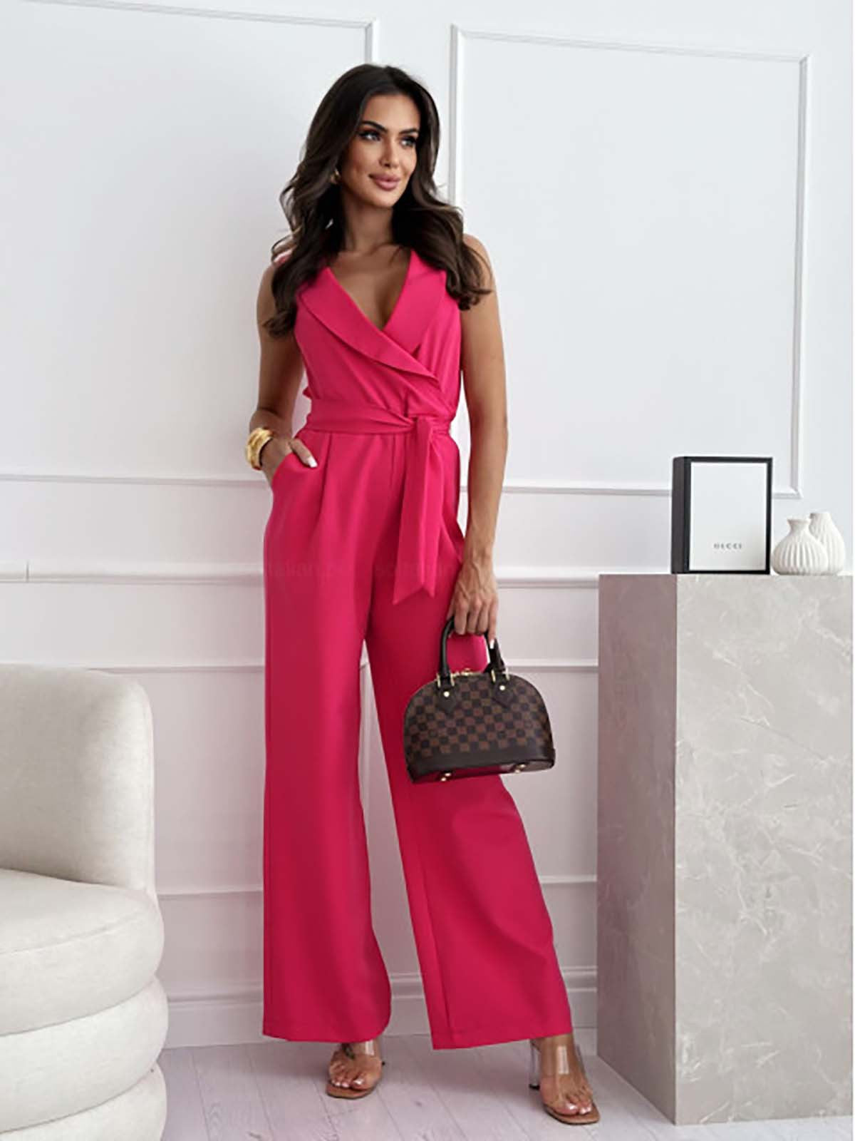 Women’s Sleeveless Wrap Jumpsuit for Parties