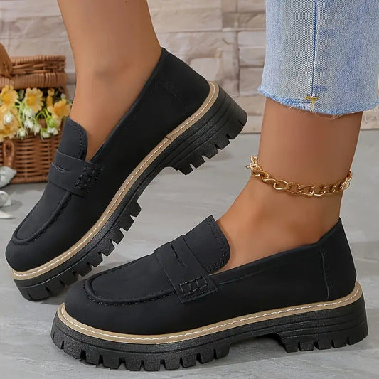 Women’s Chunky Slip On Loafers with Cushioned Insole