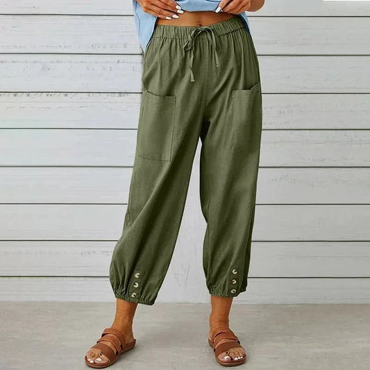 Women’s High Waist Harem Pants with Drawstring and Relaxed Fit
