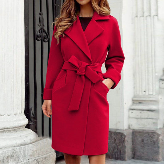Women’s Coat with Belt and Pockets