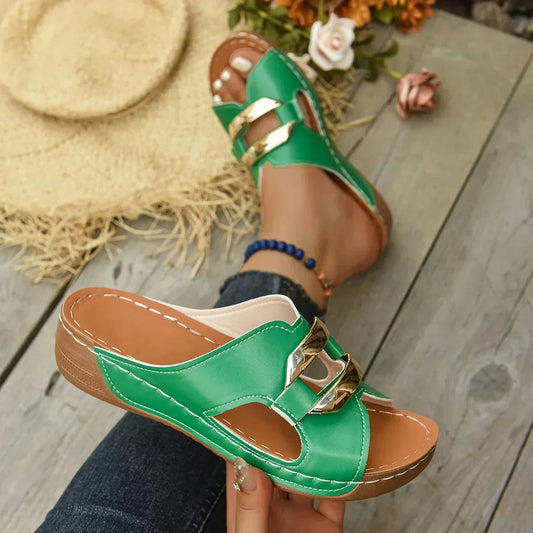 Women’s Orthopedic Platform Sandals with Adjustable Straps and Cushioned Sole