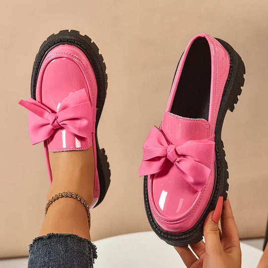 Women’s Platform Loafers with Bow Detail and Cushioned Insole