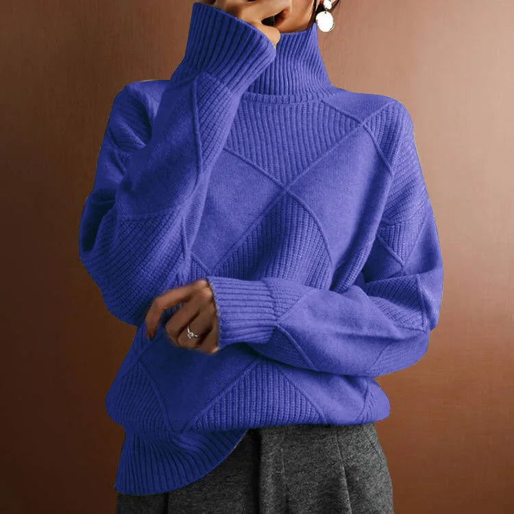 Women’s Textured Knit Sweater with High Neck