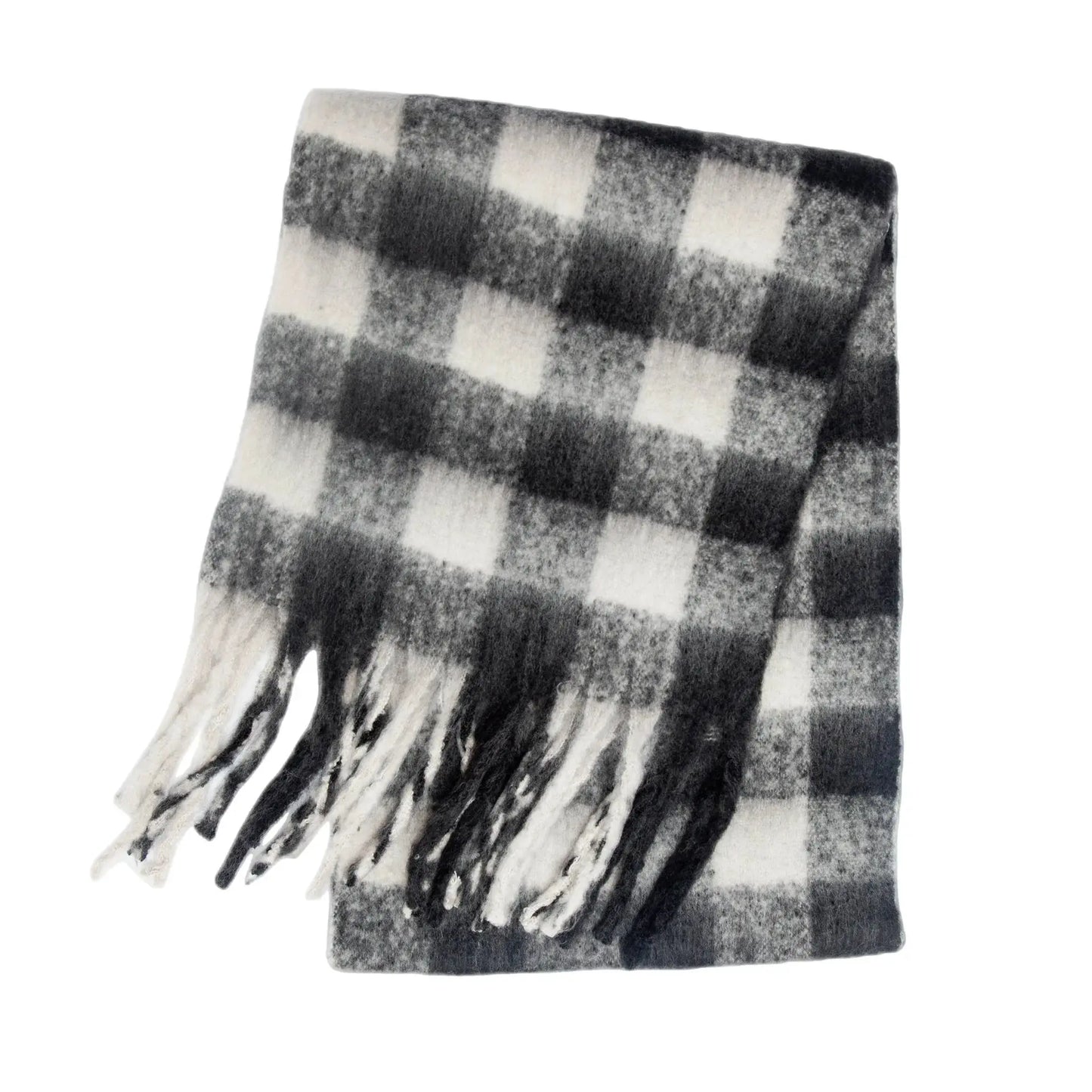 Women’s Thick Plaid Scarf with Cozy Feel