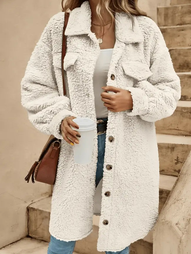 Women's Cozy Sherpa Coat with Buttons