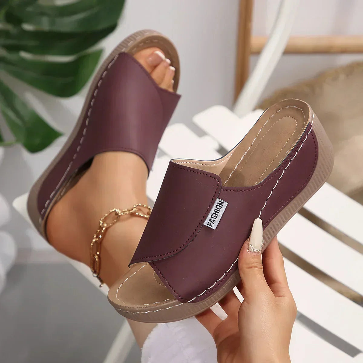 Women’s Orthopedic Wedge Heel Sandals with Cushioned Sole and Slip On Design