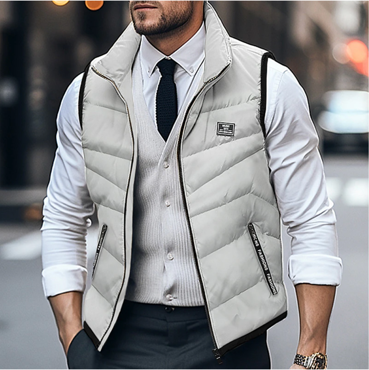 Classic Sleeveless Quilted Vest Smart Casual Men Winter