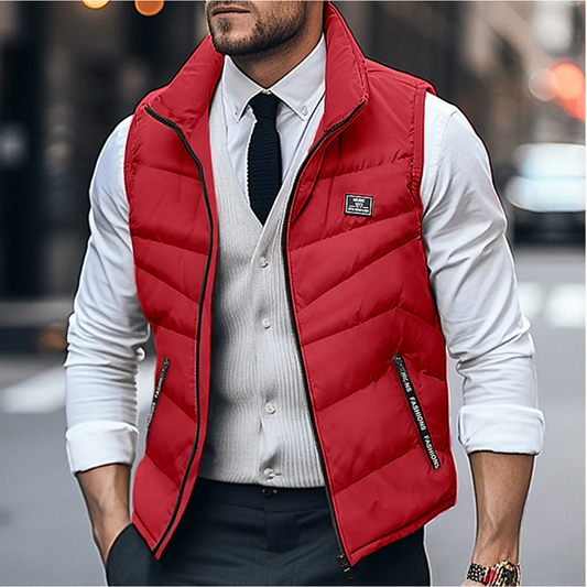 Classic Sleeveless Quilted Vest Smart Casual Men Winter