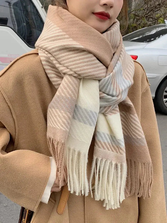 Women’s Vintage Plaid Scarf with Chic Style