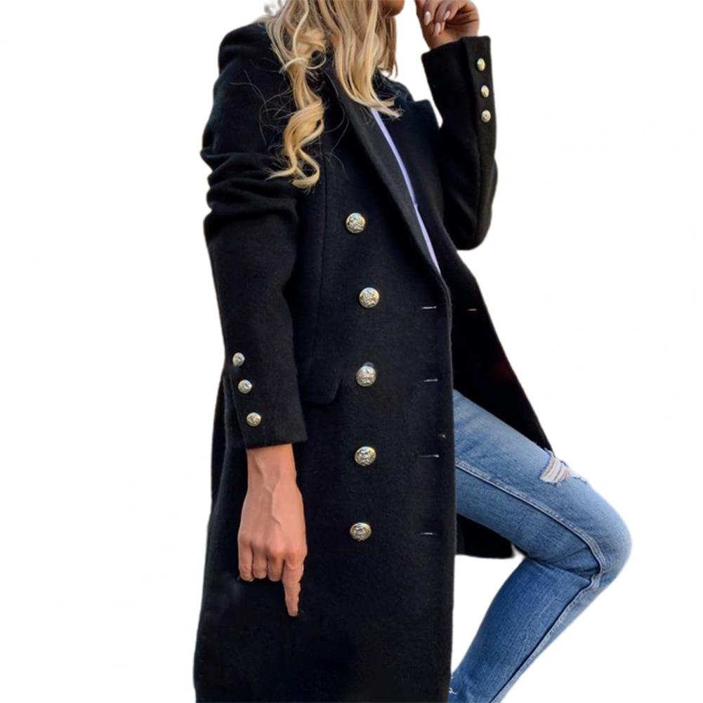Women’s Double-Breasted Coat with Button Closure